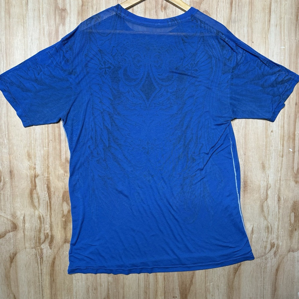 Affliction Mens Shirt XL Blue Grunge Rock Faded Distressed‎ Y2K 2000s